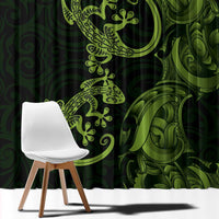 New Zealand Gecko Maori Art Tattoo Window Curtain LT03 - Polynesian Pride