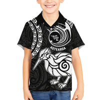 New Zealand Hawaiian Shirt Stylized Kiwi Bird Tattoo Mix Koru Circle and Maori Ethnic Vibe LT03 - Polynesian Pride