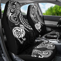 Personalised New Zealand Car Seat Cover Stylized Kiwi Bird Tattoo Mix Koru Circle and Maori Ethnic Vibe LT03 - Polynesian Pride