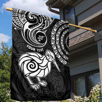 Personalised New Zealand Garden Flag Stylized Kiwi Bird Tattoo Mix Koru Circle and Maori Ethnic Vibe LT03 - Polynesian Pride