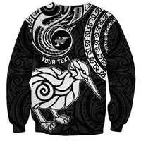 Personalised New Zealand Sweatshirt Stylized Kiwi Bird Tattoo Mix Koru Circle and Maori Ethnic Vibe LT03 - Polynesian Pride