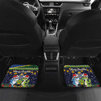 Funny Crocodile and Shark Solomon Islands Christmas Car Mats with National Seal Melanesian Pattern