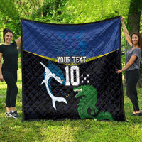 Custom Solomon Islands Rugby Quilt Arty Shark and Crocodile Solomon Islands National Emblems