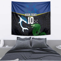 Custom Solomon Islands Rugby Tapestry Arty Shark and Crocodile Solomon Islands National Emblems