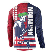 Honolulu Running 2024 Button Sweatshirt Marathon Competition Hula Runner and Kakau Art Tattoo LT03 - Polynesian Pride
