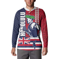 Honolulu Running 2024 Button Sweatshirt Marathon Competition Hula Runner and Kakau Art Tattoo LT03 - Polynesian Pride