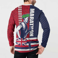 Honolulu Running 2024 Button Sweatshirt Marathon Competition Hula Runner and Kakau Art Tattoo LT03 - Polynesian Pride