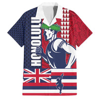 Honolulu Running 2024 Family Matching Long Sleeve Bodycon Dress and Hawaiian Shirt Marathon Competition Hula Runner and Kakau Art Tattoo