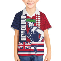 Honolulu Running 2024 Family Matching Puletasi and Hawaiian Shirt Marathon Competition Hula Runner and Kakau Art Tattoo