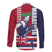 Honolulu Running 2024 Family Matching Short Sleeve Bodycon Dress and Hawaiian Shirt Marathon Competition Hula Runner and Kakau Art Tattoo