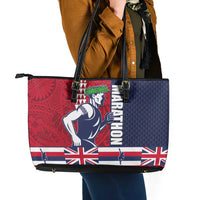 Honolulu Running 2024 Leather Tote Bag Marathon Competition Hula Runner and Kakau Art Tattoo LT03 - Polynesian Pride