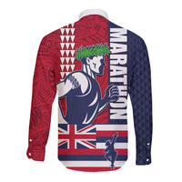 Honolulu Running 2024 Long Sleeve Button Shirt Marathon Competition Hula Runner and Kakau Art Tattoo LT03 - Polynesian Pride