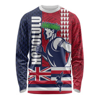Honolulu Running 2024 Long Sleeve Shirt Marathon Competition Hula Runner and Kakau Art Tattoo