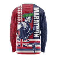 Honolulu Running 2024 Long Sleeve Shirt Marathon Competition Hula Runner and Kakau Art Tattoo