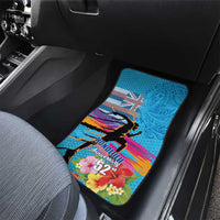 Honolulu Anniversary 52nd Running Car Mats Marathon Competition Kakau Pattern Blue Color LT03 - Polynesian Pride