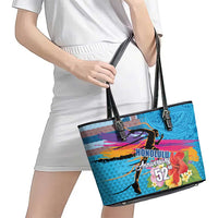 Honolulu Anniversary 52nd Running Leather Tote Bag Marathon Competition Kakau Pattern Blue Color LT03 - Polynesian Pride