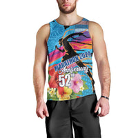 Honolulu Anniversary 52nd Running Men Tank Top Marathon Competition Kakau Pattern Blue Color LT03 - Polynesian Pride