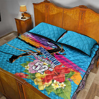 Honolulu Anniversary 52nd Running Quilt Bed Set Marathon Competition Kakau Pattern Blue Color LT03 - Polynesian Pride