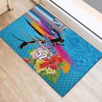 Honolulu Anniversary 52nd Running Rubber Doormat Marathon Competition Kakau Pattern Blue Color LT03 - Polynesian Pride