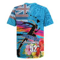 Honolulu Anniversary 52nd Running Rugby Jersey Marathon Competition Kakau Pattern Blue Color LT03 - Polynesian Pride