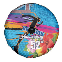 Honolulu Anniversary 52nd Running Spare Tire Cover Marathon Competition Kakau Pattern Blue Color LT03 - Polynesian Pride