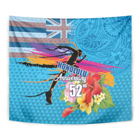 Honolulu Anniversary 52nd Running Tapestry Marathon Competition Kakau Pattern Blue Color