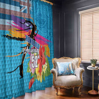 Honolulu Anniversary 52nd Running Window Curtain Marathon Competition Kakau Pattern Blue Color LT03 - Polynesian Pride