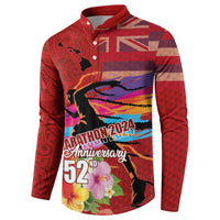 Honolulu Anniversary 52nd Running Button Sweatshirt Marathon Competition Kakau Pattern Red Color LT03 - Polynesian Pride