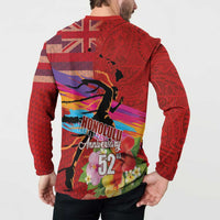 Honolulu Anniversary 52nd Running Button Sweatshirt Marathon Competition Kakau Pattern Red Color LT03 - Polynesian Pride