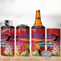 Honolulu Anniversary 52nd Running 4 in 1 Can Cooler Tumbler Marathon Competition Kakau Pattern Red Color