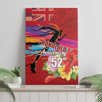 Honolulu Anniversary 52nd Running Canvas Wall Art Marathon Competition Kakau Pattern Red Color LT03 - Polynesian Pride