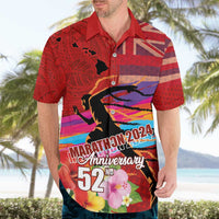 Honolulu Anniversary 52nd Running Hawaiian Shirt Marathon Competition Kakau Pattern Red Color LT03 - Polynesian Pride
