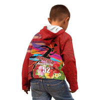 Honolulu Anniversary 52nd Running Kid Hoodie Marathon Competition Kakau Pattern Red Color