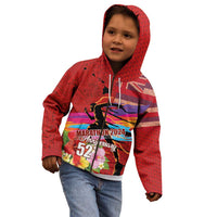 Honolulu Anniversary 52nd Running Kid Hoodie Marathon Competition Kakau Pattern Red Color