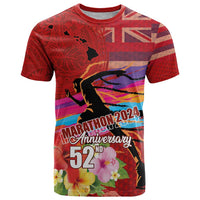 Honolulu Anniversary 52nd Running T Shirt Marathon Competition Kakau Pattern Red Color LT03 Red - Polynesian Pride