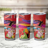 Honolulu Anniversary 52nd Running Tumbler Cup Marathon Competition Kakau Pattern Red Color LT03 - Polynesian Pride