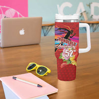 Honolulu Anniversary 52nd Running Tumbler With Handle Marathon Competition Kakau Pattern Red Color LT03 - Polynesian Pride
