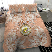 Hawaii Tropical Flowers with Kakau Tribal Bedding Set Peach Fuzz Color LT03 - Polynesian Pride