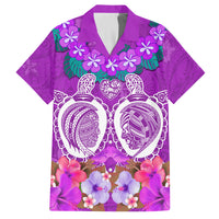 Polynesian Valentine Day Family Matching Off Shoulder Maxi Dress and Hawaiian Shirt Love Couple Turtle Maori Hibiscus Purple LT03 Dad's Shirt - Short Sleeve Purple - Polynesian Pride