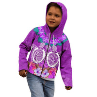 Polynesian Valentine Day Kid Hoodie Love Couple Turtle Maori Hibiscus Purple LT03 - Polynesian Pride