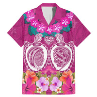 Polynesian Valentine Day Family Matching Mermaid Dress and Hawaiian Shirt Love Couple Turtle Maori Hibiscus Pink LT03 Dad's Shirt - Short Sleeve Pink - Polynesian Pride