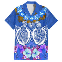 Polynesian Valentine Day Family Matching Puletasi and Hawaiian Shirt Love Couple Turtle Maori Hibiscus Blue LT03 Dad's Shirt - Short Sleeve Blue - Polynesian Pride