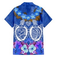 Polynesian Valentine Day Family Matching Short Sleeve Bodycon Dress and Hawaiian Shirt Love Couple Turtle Maori Hibiscus Blue LT03 - Polynesian Pride