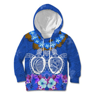 Polynesian Valentine Day Kid Hoodie Love Couple Turtle Maori Hibiscus Blue LT03 Hoodie Blue - Polynesian Pride