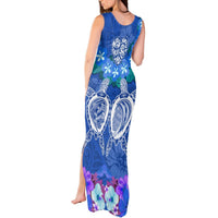 Polynesian Valentine Day Tank Maxi Dress Love Couple Turtle Maori Hibiscus Blue LT03 - Polynesian Pride