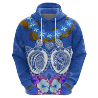 Polynesian Valentine Day Zip Hoodie Love Couple Turtle Maori Hibiscus Blue LT03 - Polynesian Pride