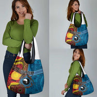 Personalised Australia and Fiji Together Grocery Bag Tribal Palm Tree with Tapa and Aboriginal Animals Half Style