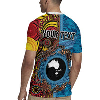 Personalised Australia and Fiji Together Rugby Jersey Tribal Palm Tree with Tapa and Aboriginal Animals Half Style