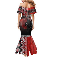Personalised Aotearoa and Tonga Together Family Matching Mermaid Dress and Hawaiian Shirt Manaia and Tongan Tribal Cross - Taniko and Ngatu Art Tattoo