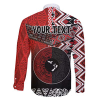 Personalised Aotearoa and Tonga Together Family Matching Short Sleeve Bodycon Dress and Hawaiian Shirt Manaia and Tongan Tribal Cross - Taniko and Ngatu Art Tattoo